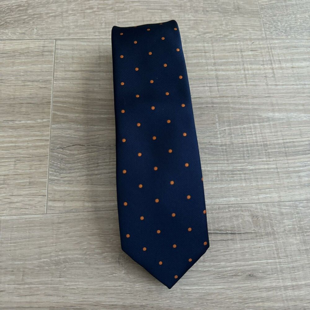 Nick Graham Mens Blue Orange Polka Dot Neck Tie 58" x 2.75" $71